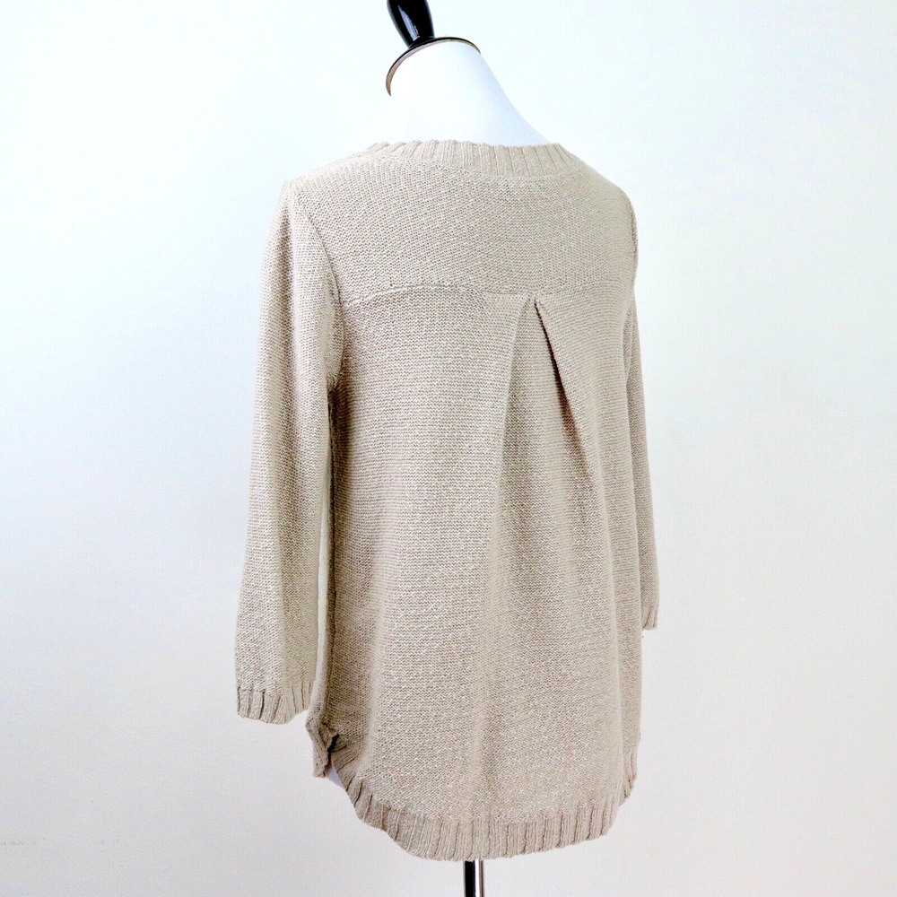J Jill Size Petite XS Nubby Knit Sweater Pullover Cotton Beige - Picture 3 of 9